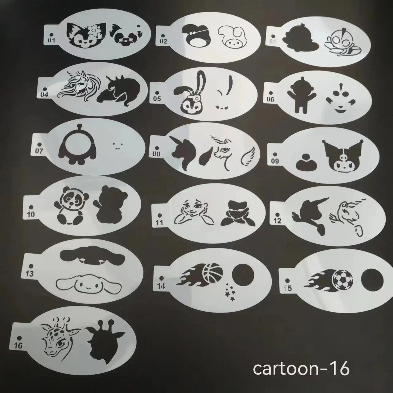 Pochoirs professionnels pour peinture sur le visage, outils de maquillage  en plastique pour fille, art corporel, cerf de Nairobi orn, 14x7.5cm,  nouveaux modèles, image size:1280x1280