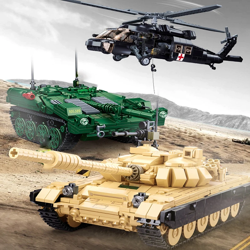 Helicopter Tank and Jeep for sale online Sluban Army 3 Sets 