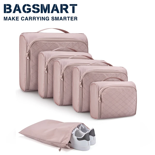 BAGSMART Compression Packing Cubes for Travel, 6 Set Travel Packing Cubes  for Suitcases, Compression Suitcases Organizers Bag Set for Travel