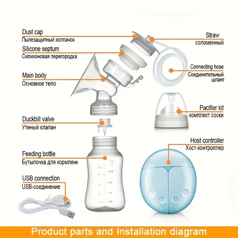 ZIMEITU Double Electric Breast Pumps Powerful Nipple Suction USB Electric Breast Pump Baby Milk Bottle Cold Heat Pad Nippl