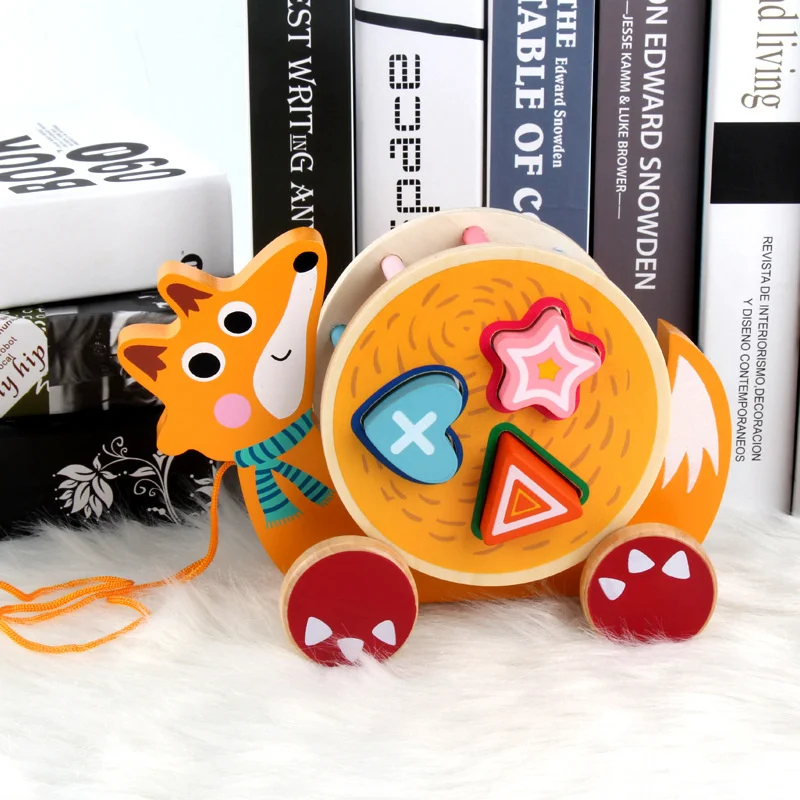 

Baby Montessori Wooden Cartoon Animals Multifunctional Car Graphic Cognitive Desktop Game Shape Matching Math Toys Children Gift