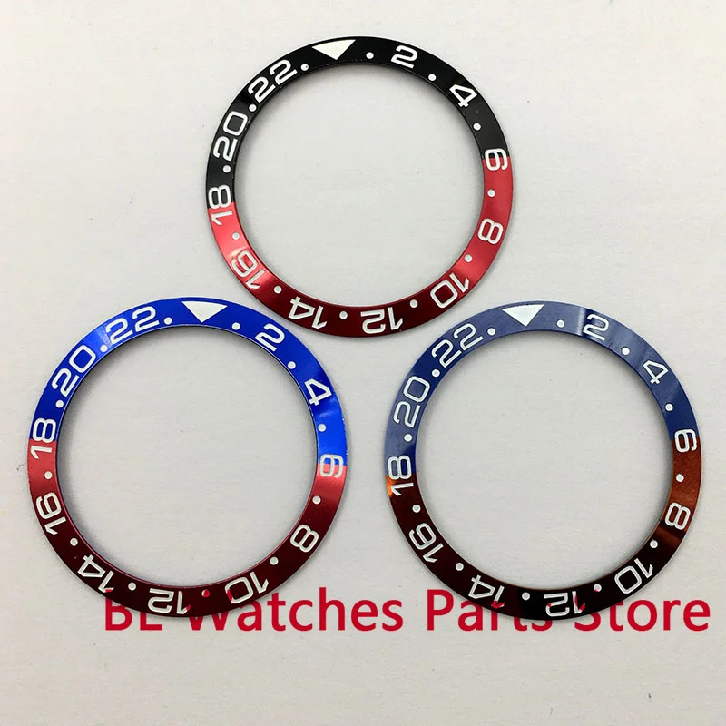 

BLIGER High Quality 38mm Black Red/Blue Red Bezel Insert Fit 40mm Watch Case Titanium