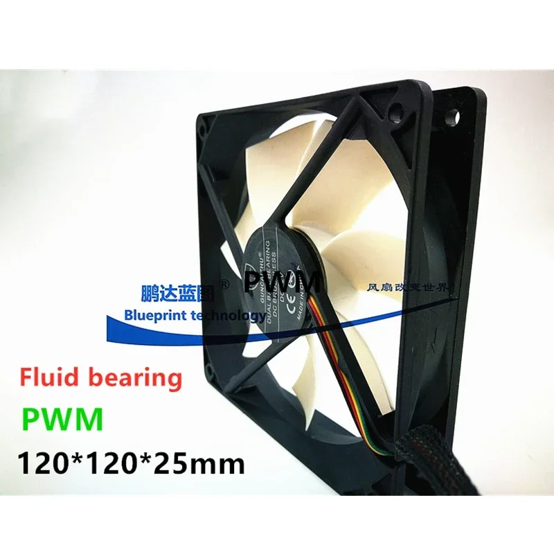 Fluid bearing 120x120x25mm cooling fan 12025 120MM 12cm  Computer case CPU Cooling fan 12V  0.33A  fan with PWM 4pin вентилятор для корпуса id cooling 120mm wf 12025 sd k