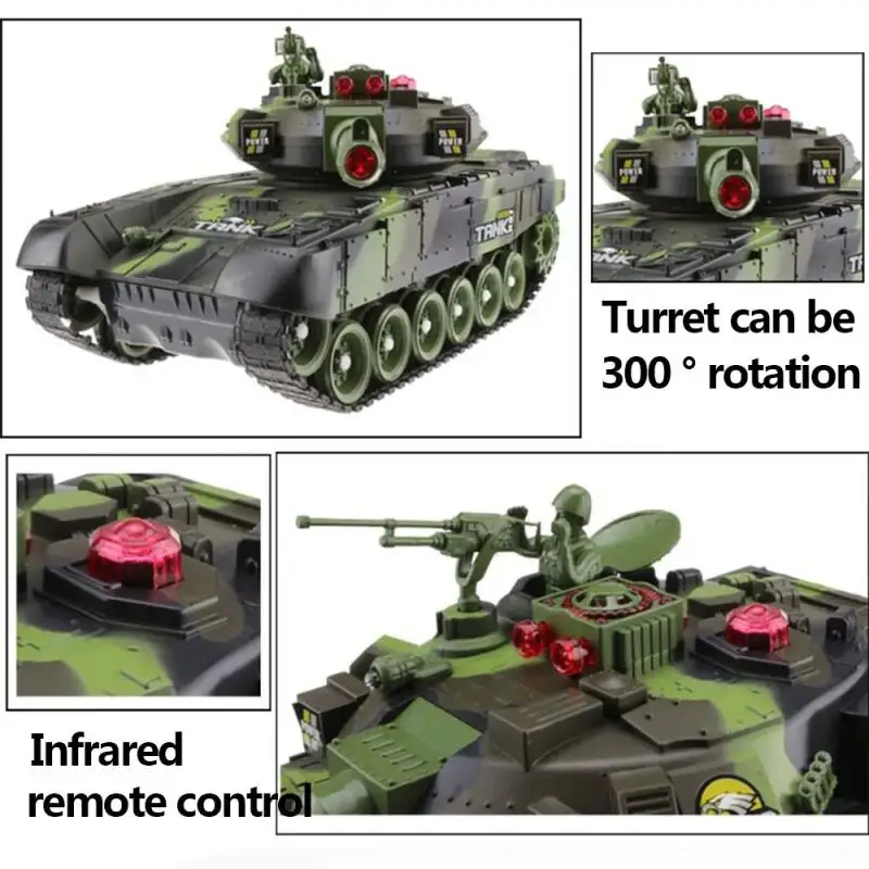 Robot Tank RC 44CM Vert - Télécommandé avec Effets Lumineux