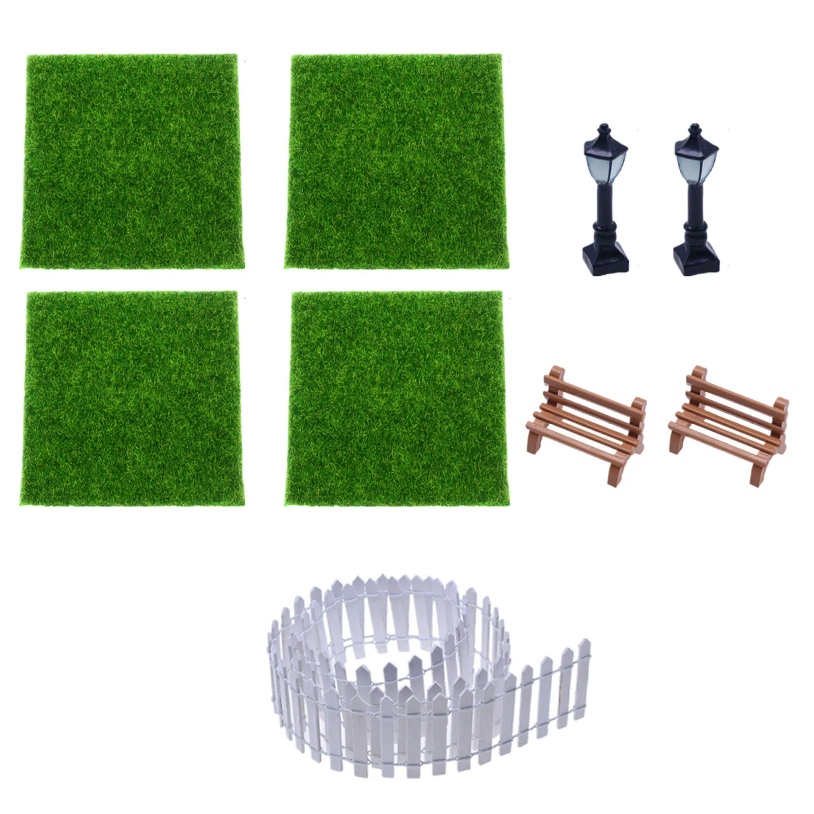 

9pcs Miniature Garden Micro Landscape Mini Artificial Grass Garden Furniture For Yard Garden Landscape Decoration Accessories