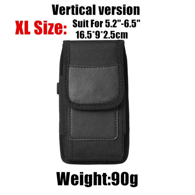 Black Leather Vertical Holster for Cellphones Belt Case Cover Vertical with Card Holder Leather &amp; Nylon for