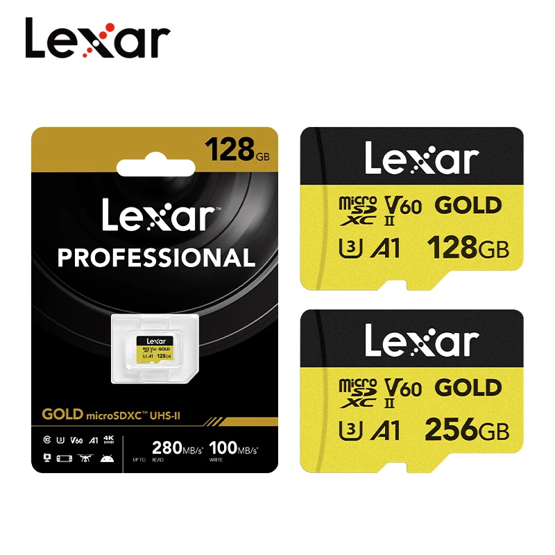 Original Lexar V60 microSDXC Memory Card 128gb 256gb A1 U3 UHS-II