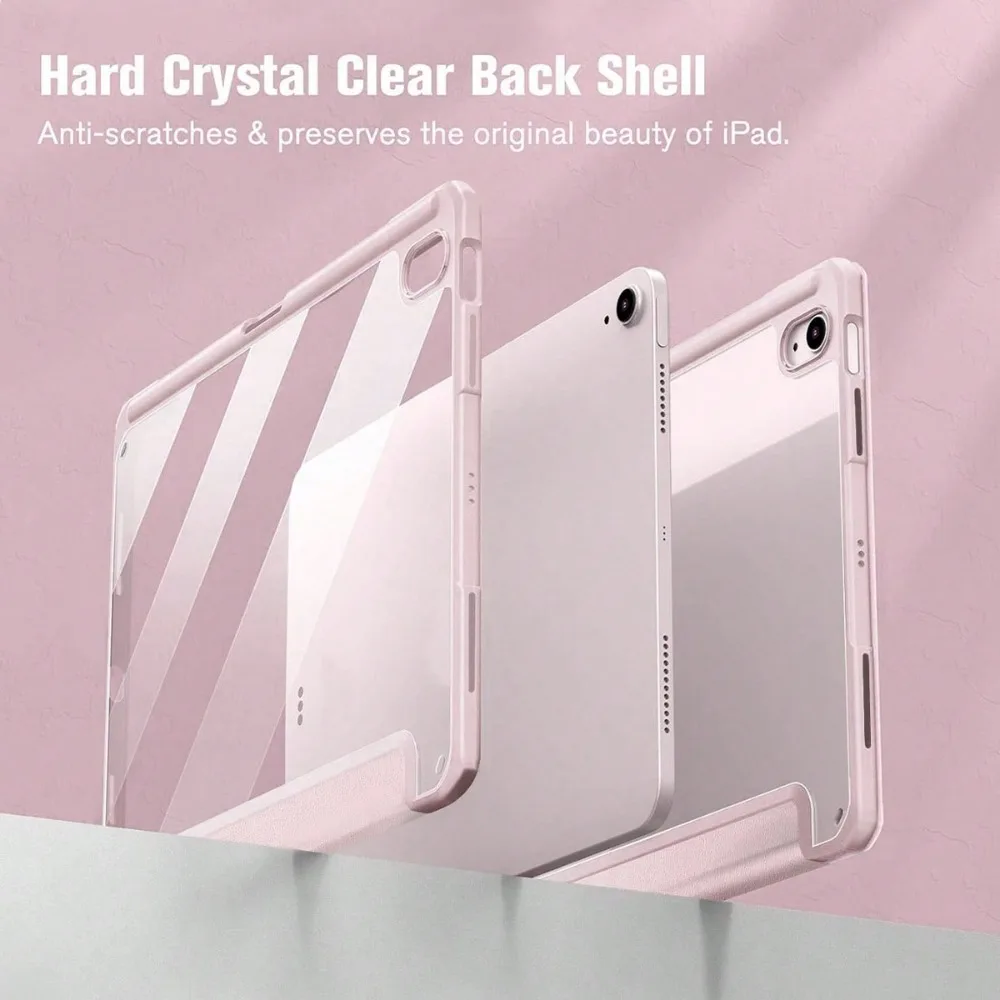 iPad Case with Pen Holder and Clear Acrylic Trifold Hard Cover