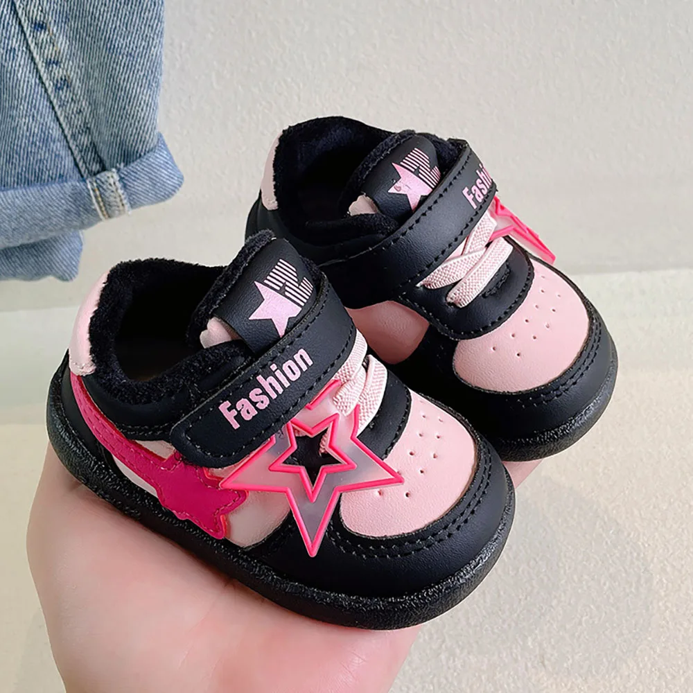

Winter Toddler Shoes For Baby PU Leather Printed Boys Girls Sport Shoes Thick Warm Cotton Sneakers For Kids Newborn Infant Shoes