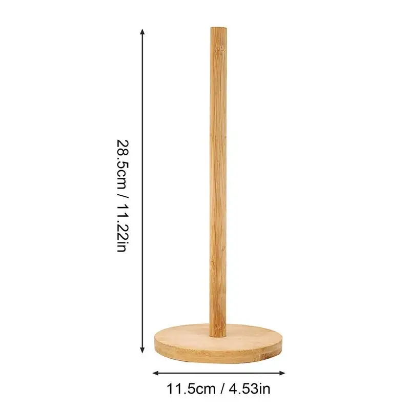 Wood Paper Towel Holder Kitchen Roll Paper Towel Holder Bathroom Tissue Vertical Stand Anti-Skid Base Storage