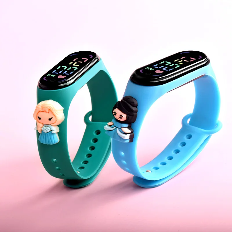 Disney Frozen Elsa Princess LED Electronic Waterproof Watch Cartoon Anime Character Snow White Sports Xiaomi Watch Birthday Gift