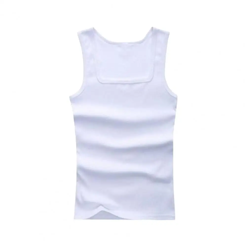 גברים ספורט אפוד הצוואר מרובע ללא שרוולים גוף גוף עליון זיעה ספיגה אלסטי מזדמנים ריצה כושר ספורט כושר