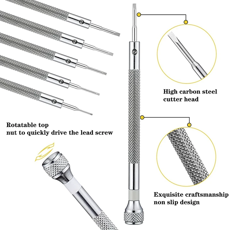 8PCS Watch Screwdriver Set,Micro-Precision Jewelry Screwdriver 0.6-1.6Mm,With 8 Extra Replacement Blade For Watch Repair