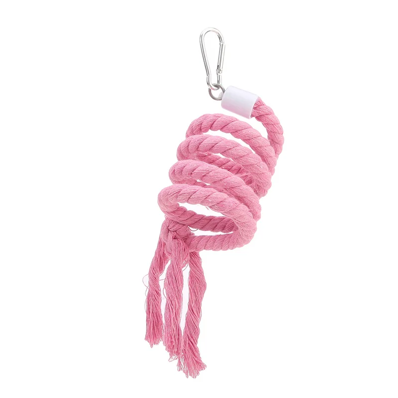Parrot Toy 1PC Bird Toy Spiral Cotton Rope Chewing Bar Parrot Swing Climbing Standing Toys with Bell Bird Supplies Parrots Climbing Toys
