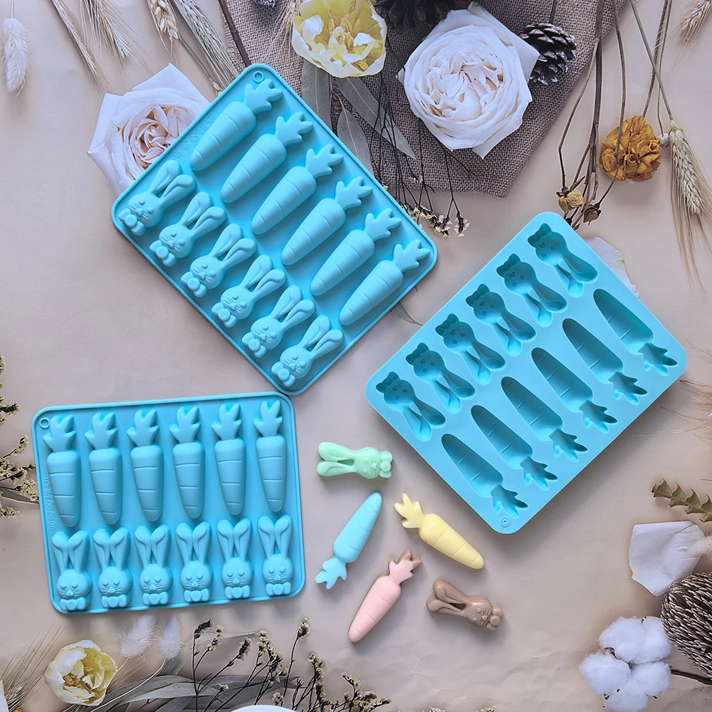 1pc Creative 12-Hole Radish and Rabbit Shaped Silicone Mold for 3D Chocolate, Pudding, ... - SKU RSSM1657 - UGI Packaging