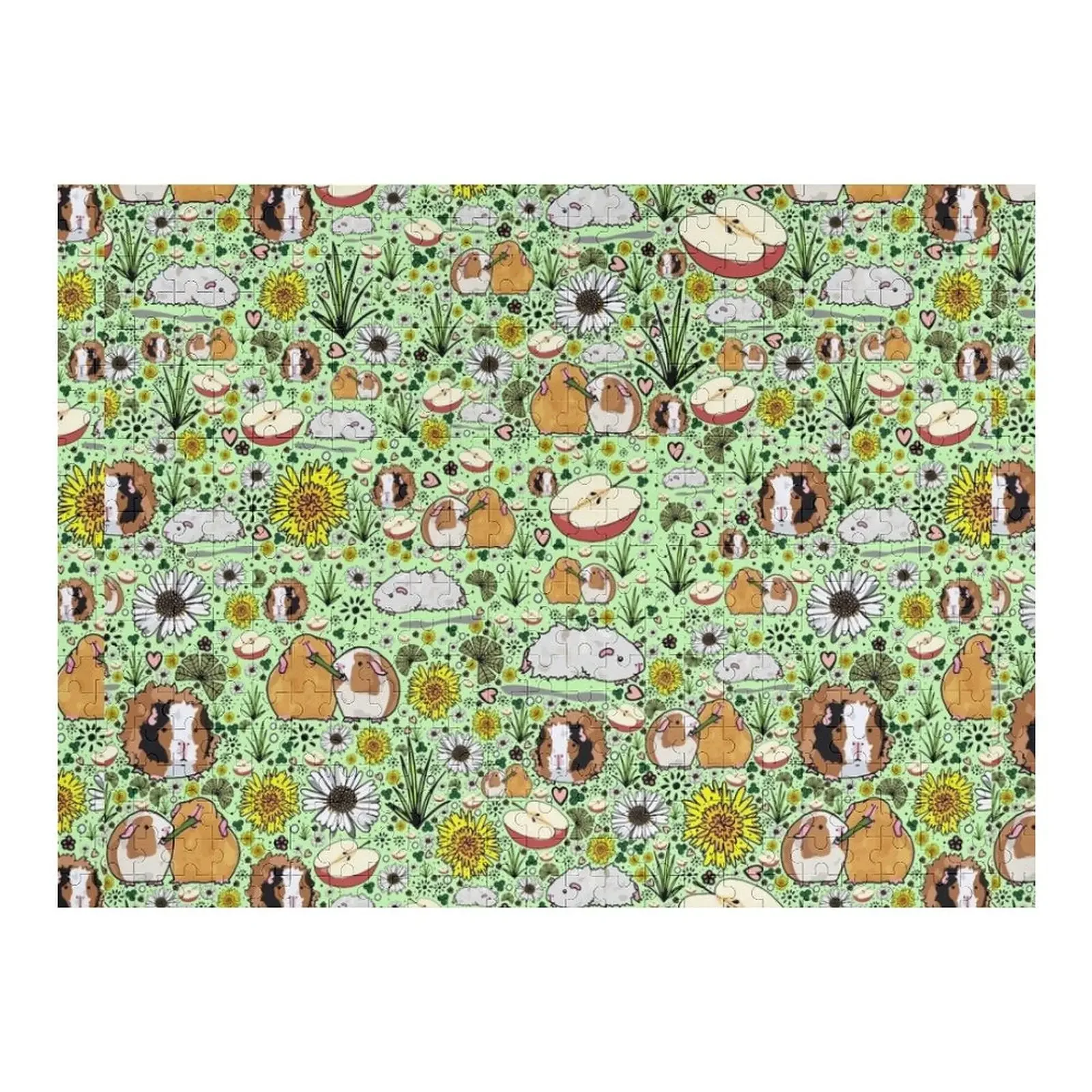 Guinea Pigs Jigsaw Puzzle Diorama Accessories Personalized Gift Custom Photo Puzzle guinea pigs and garden herbs pattern shower curtain shower for bathrooms bathroom deco toilet accessories bathroom curtain