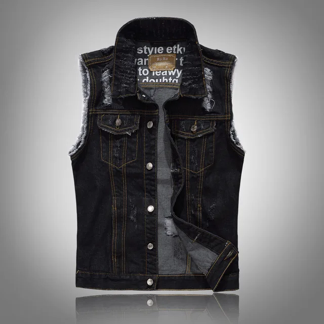 Vista Denim Slim para Homens: Estilo Punk e Conforto Incomparável 6 Men Slim Denim Vests Jackets New Fashion Male Orange Fit Denim Coats Vests