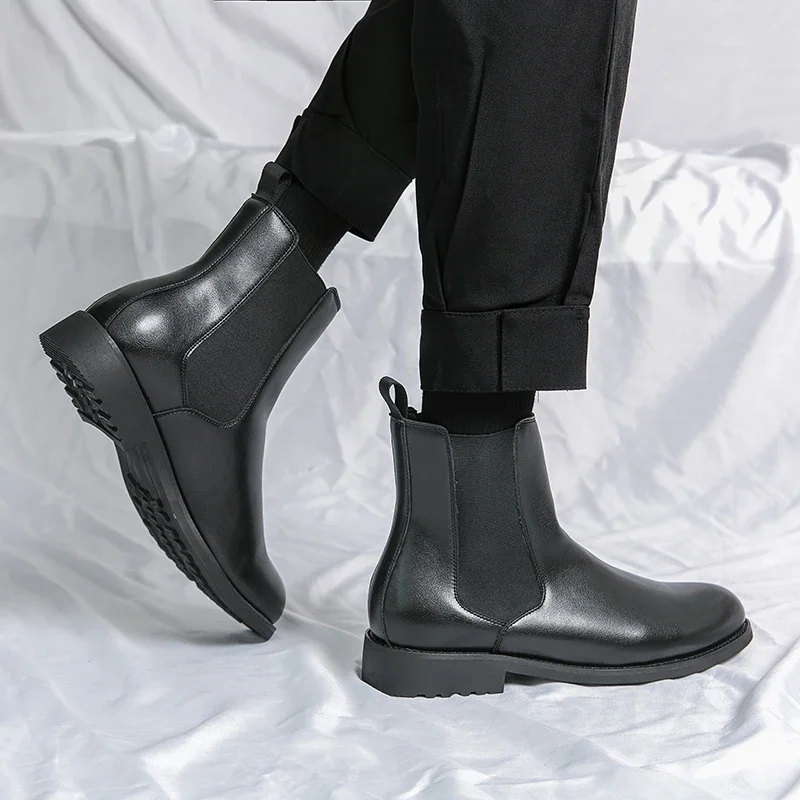 European Station Men's Fashion Chelsea Boots Casual Classic Anti slip Durable Short Sleeve Black Brown Sizes 38-46 Male Boots