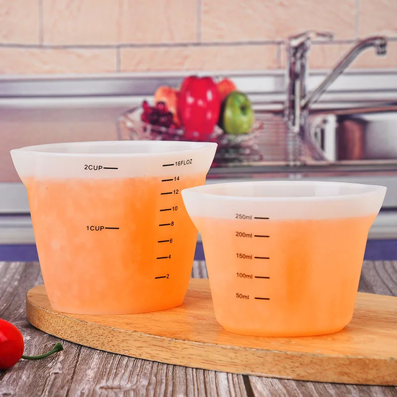 250/500ml Silicone Measuring Cup Precision Graduated Kitchen Measuring Tool  Jug Pour Spout Baking Cooking Tool For Butter Water - AliExpress