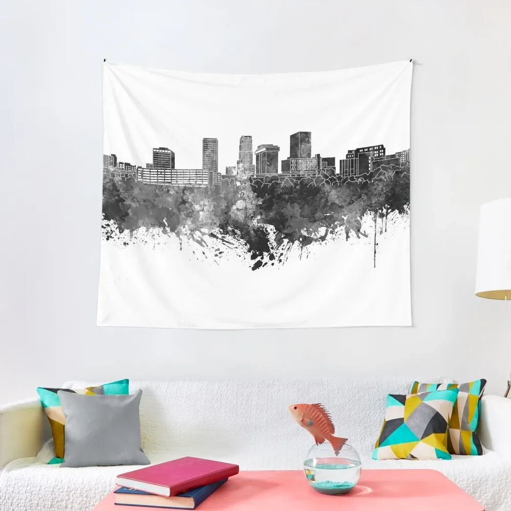

Akron skyline in black watercolor Tapestry Living Room Decoration Wall Carpet Room Decorations Aesthetics Tapestry