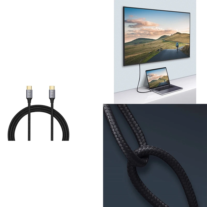 휴대폰 오디오 비디오용 고속 변속기 데이터 케이블, USB 3.1 to C 타입, HD 프로젝션, 10GB, 100W