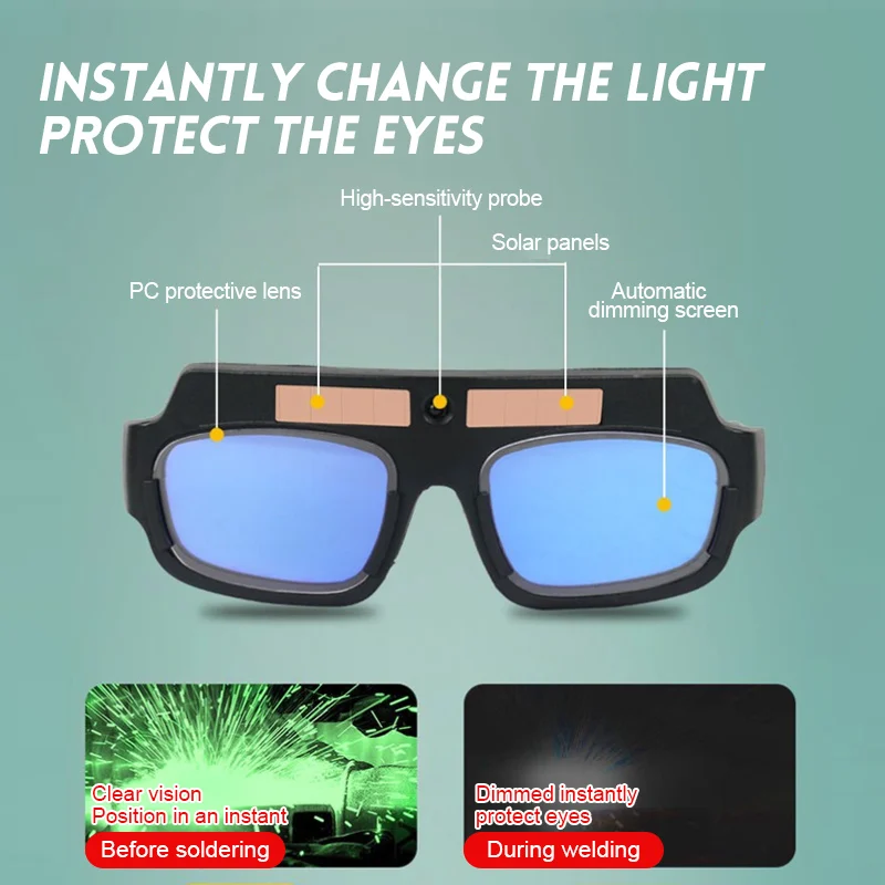 Welding Glasses Automatic Dimming Welding Glasses Argon Arc Welding Solar Goggles Special Anti-glare Glasses Tools For Welders Automatic Dimming