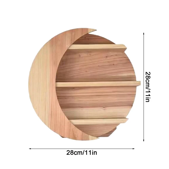 Fa Félhold Hold Polc Falra Szerelt Kristálypolc Kijelző Úszó Holdpolc Tároló Hálószoba Fali Otthoni Dekoráció - Image 6