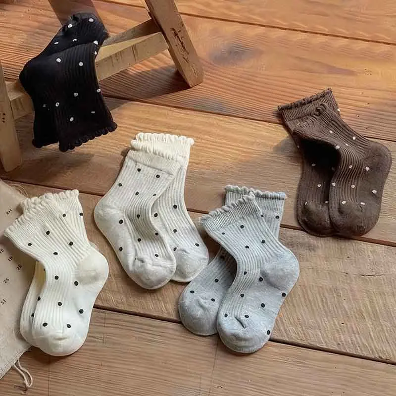 5 Pairs Baby Socks Autumnwinter Soft Cotton Comfortable Breathable Children Socks Kids Girls Knitted Cute Polka Dots Socks Sets