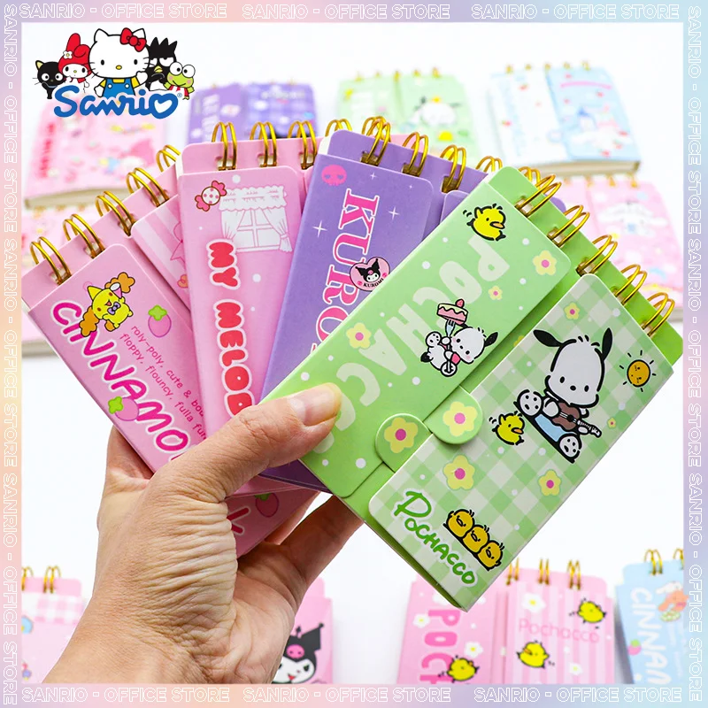 

12pcs Sanrio Stationary Pochacco Kuromi Cute Cartoon Mini Notebooks Word Book Pocket Note Book Portable Coil Notebook