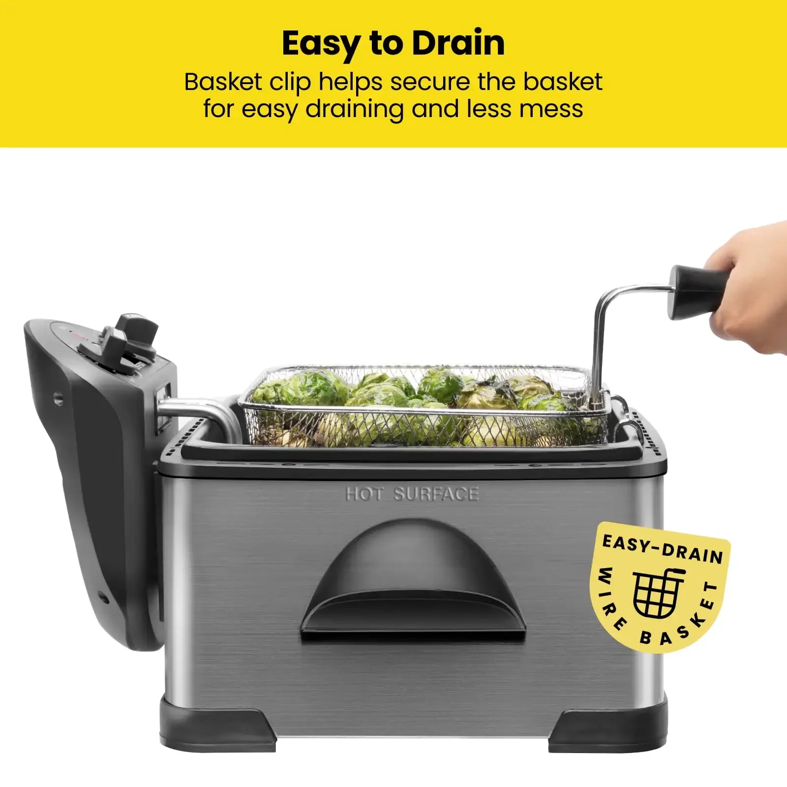 NEW Stainless Steel Deep Fryer XL 4.5 Liter Capacity, Adjustable Temperature & Timer Black