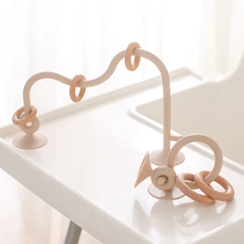 Baby Teether Toy Silicone Educational Toys Wooden Ring Montessori Teething Toys silicone teethers for children Baby Accessories