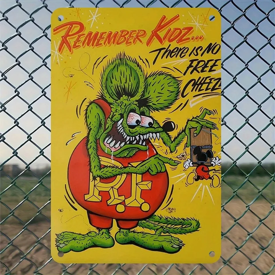 1pc Vintage Rat Fink Metal Tin Sign Classic Cartoon Rat Decorative Wall Art  for Home, Bar, Cafe, Metal Wall Art Decor - AliExpress, image size:960x960