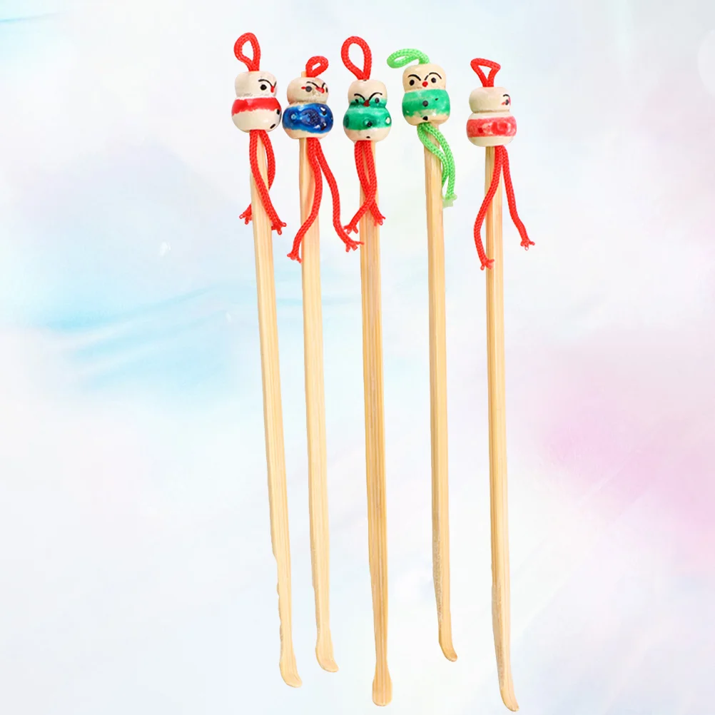 12 Pcs Wooden Ear Pick Wax Accessory Cartoon Remover Cleaner Picker Detergent Natural Supply 3