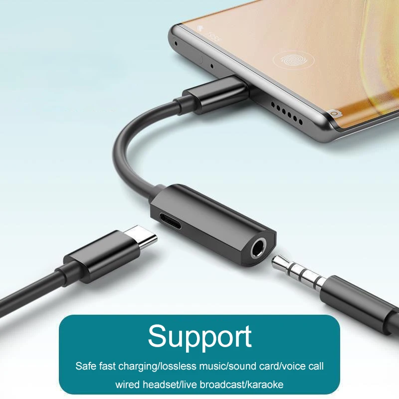2-in-1 Type C to 3.5mm Headphone Jack Audio Adapter and USB C Charger