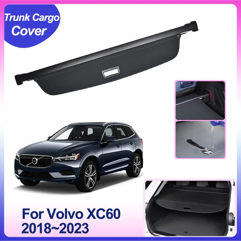 

Багажник автомобиля, грузовой Чехол для Volvo XC60 T5 T4 2018 ~ 2023, 2019 2020 2021 2022 задняя защитная занавеска, разделительная панель, штора, аксессуары для интерьера