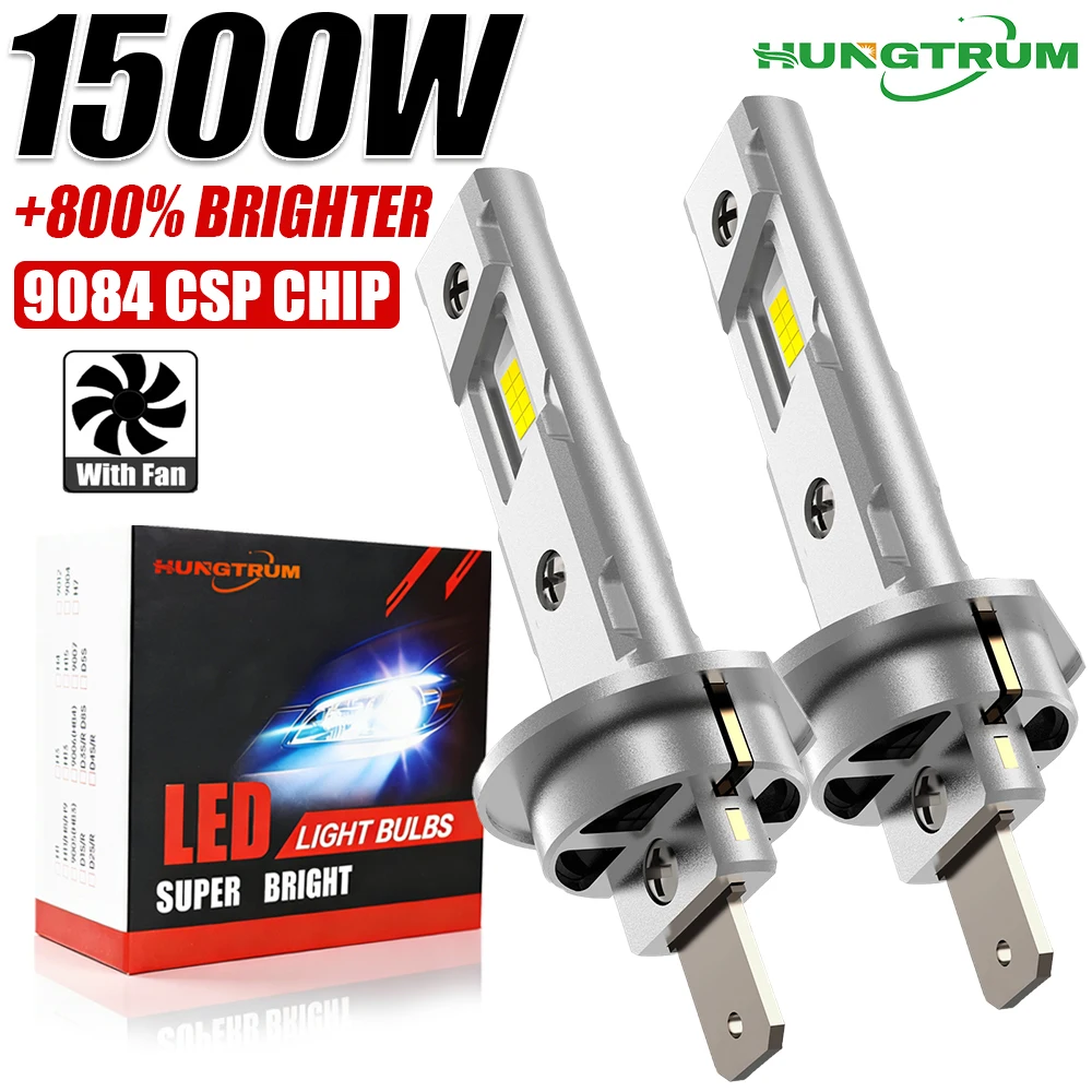 หลอดไฟหน้า LED H1 กำลังสูง พร้อมพัดลม สำหรับรถยนต์