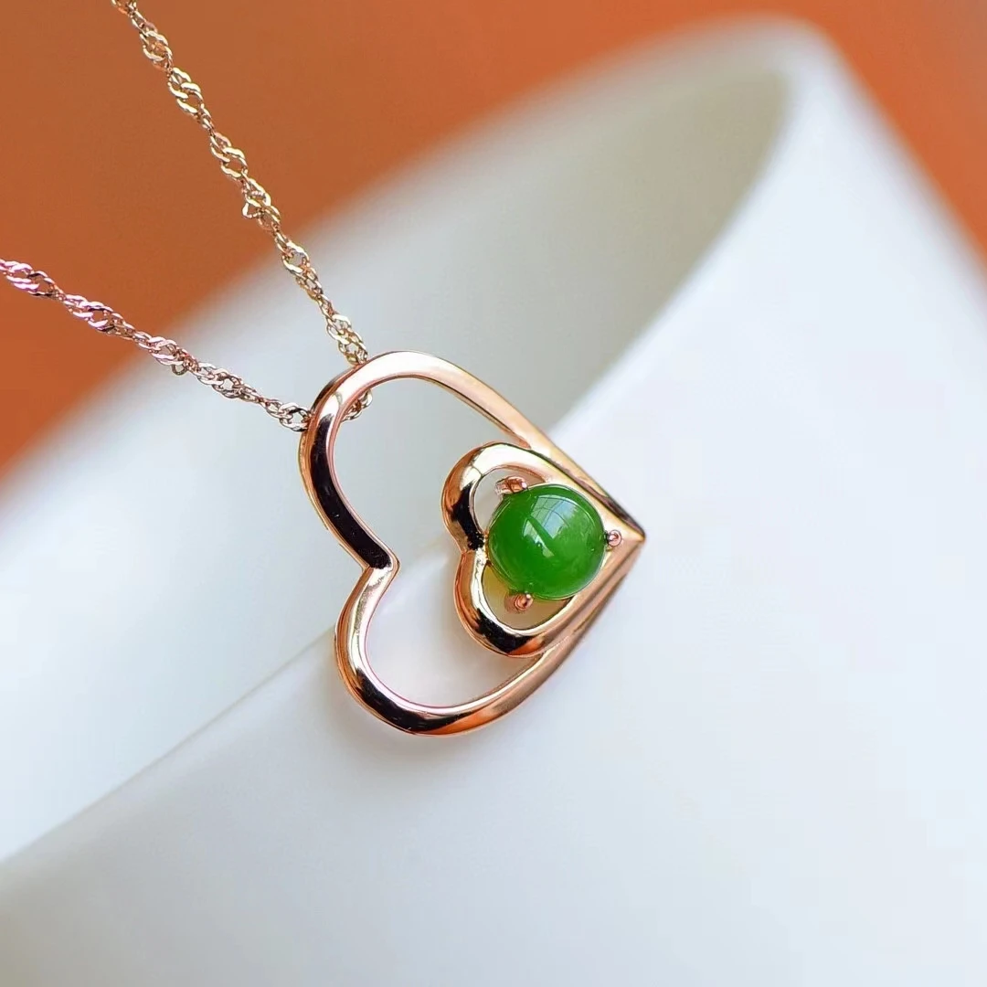 

S925 Silver Hetian Jade Pendant Natural Stone Amulet Mascots Pendants Womens Clavicle Chain Necklace Charm Jewelry Stylish Girls