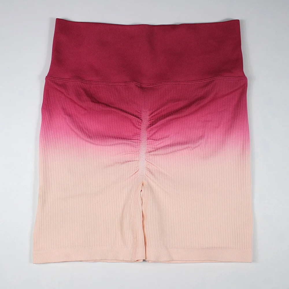 Women Yoga Shorts Sports Lifting Sportswear Fitness Seamless Active Exercise Gym Compression High Waist Shorts Ombre