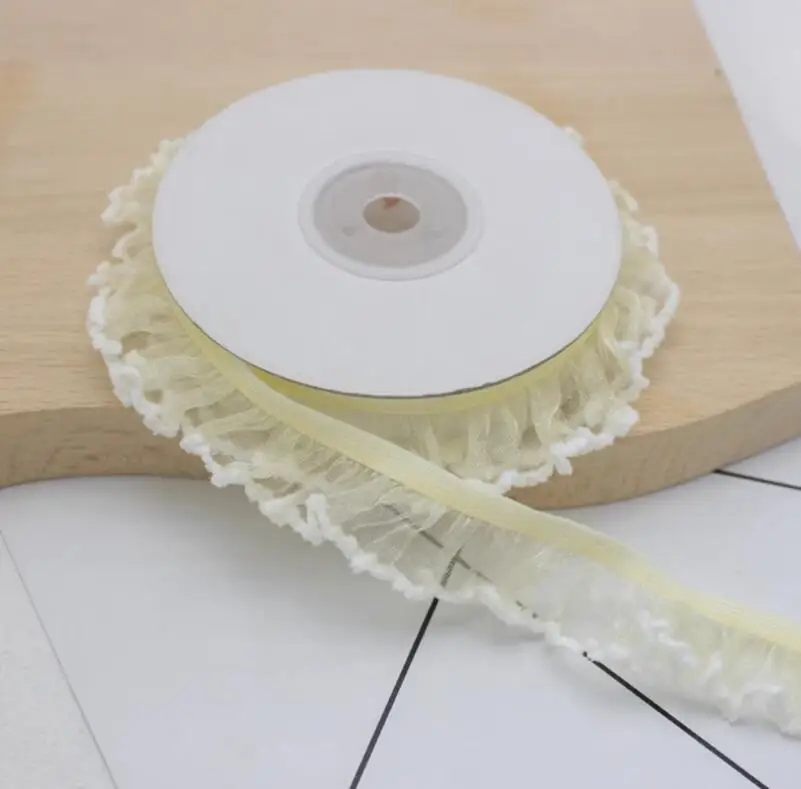 Lace Ribbon Lace Fabric Lace Sewing Accessories Lace Sewing Supplies Lace Accessories Lace Garment Accessories 2 Meters Apparel Sewing DIY Elastic Ruffle Lace Trim Pleated 2cm