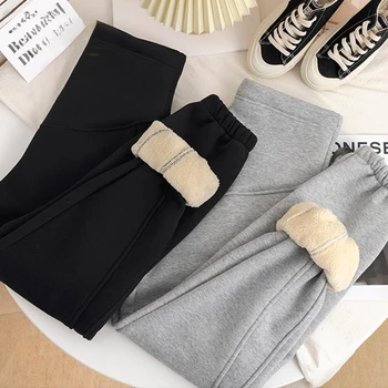 패딩 및 두꺼운 루즈 캐주얼 스포츠 바지, 따뜻한 스웨트 팬츠, 가을 및 겨울 의류, 외부 2023, 신상 출산 바지