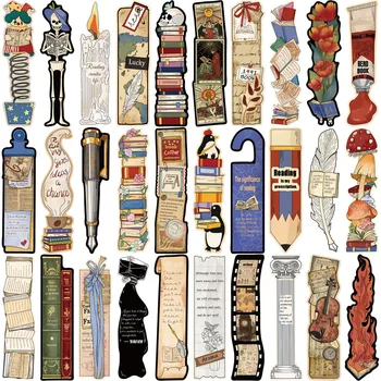 Serie di lettura vintage da 30 pezzi: segnalibri minimalisti per scrapbooking, forniture letterarie artigianali fai-da-te per il diario e gli amanti dei libri
