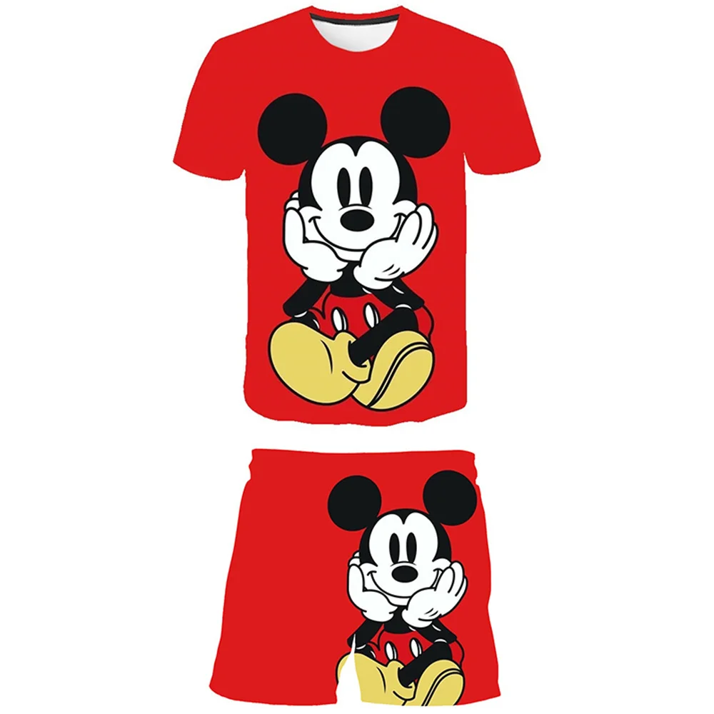 

Children Mickey Mouse Clothing for Boys Girls Clothes Sets Summer 3D O-neck T Shirts + Short Pants 2pcs Cartoon Costume Outfits