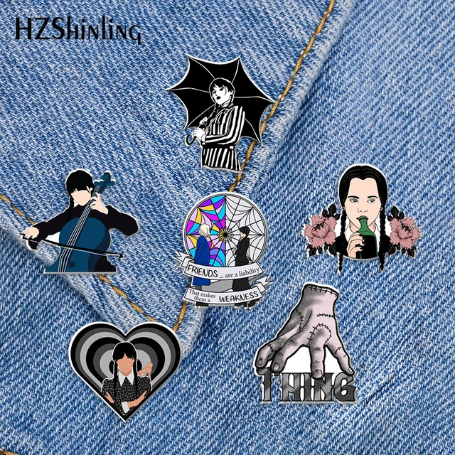 2023 New Wednesday Addams Acrylic Lapel Pin: A Classic Fashion Statement for Girls