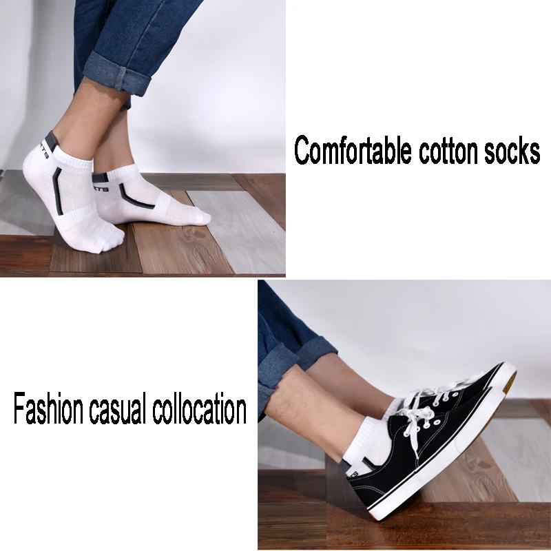 10Pairs Men Cotton Socks High Quality Casual Sports Socks Mesh Breathable Spring And Summer Boat Socks White And Black Socks NEW