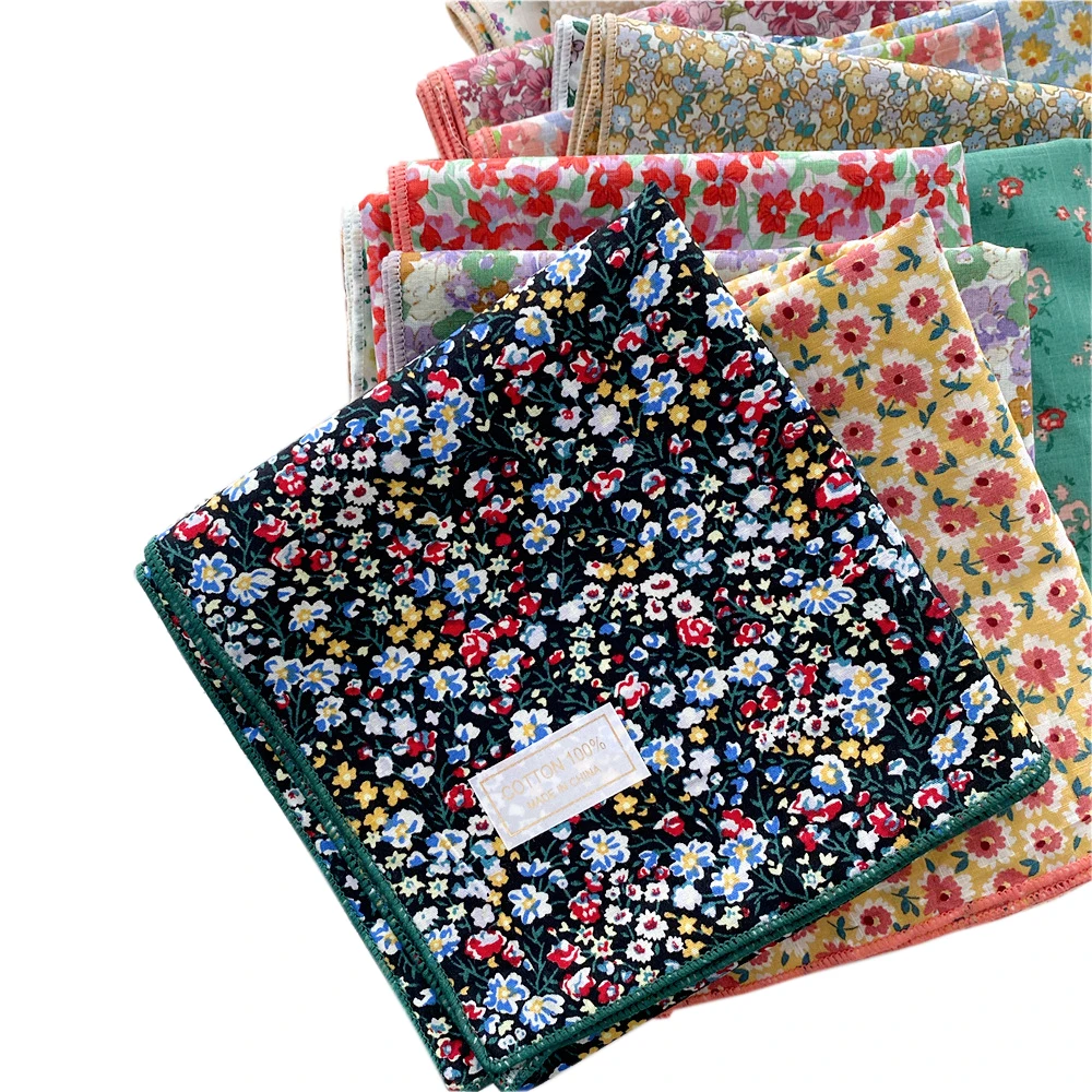 

63CM Chioce Cotton Linen Small Square Scarf Women's Floral Neck Protect Cervical Spine Fashion Joker Decorative Neckerchiefs