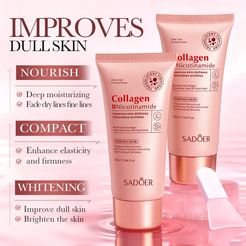 SADOER Nicotinamide Facial Peeling Masks Whitening Moisturizing Anti Wrinkles Face Tear-Off Collagen Mask Korean Skin Care