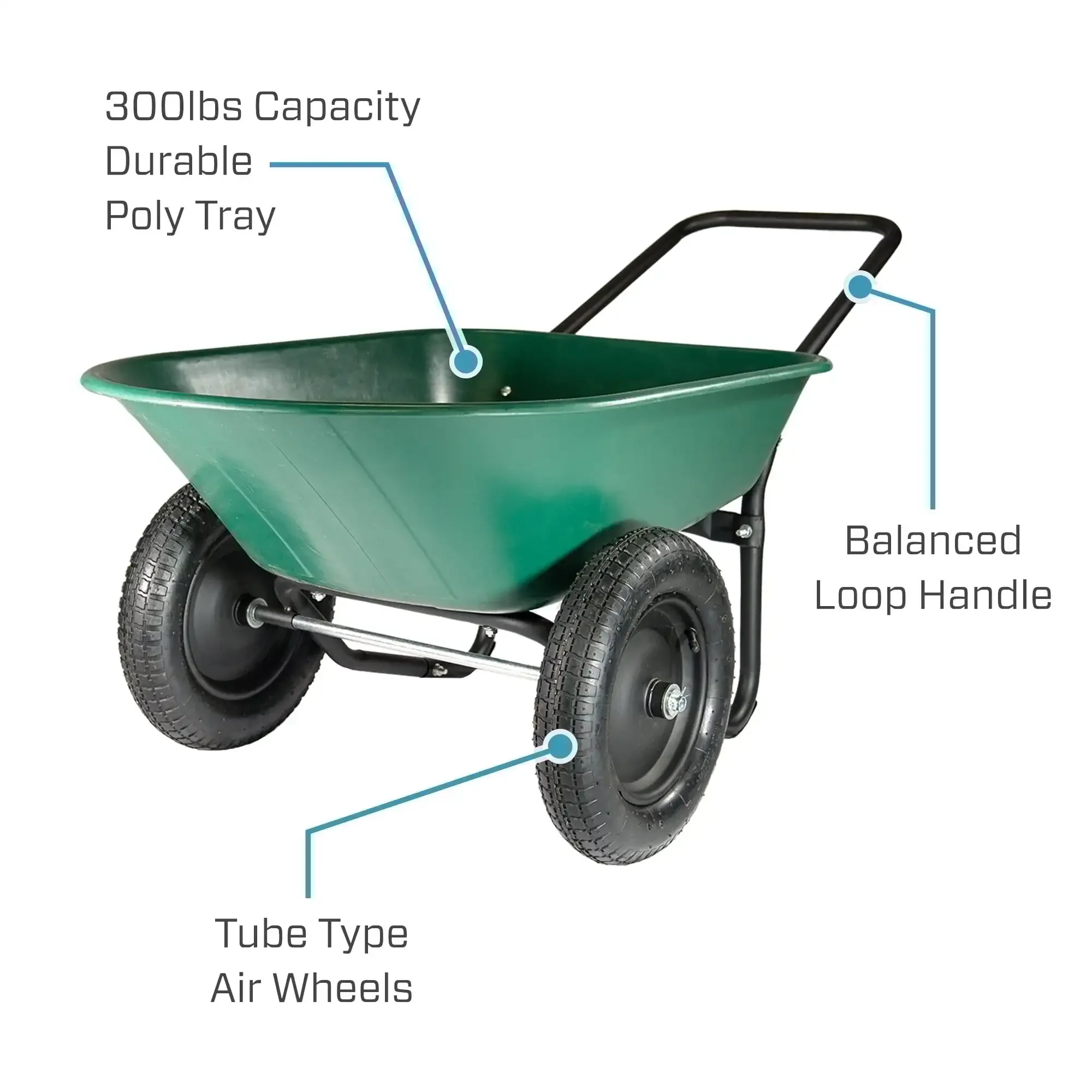 Yard Rover 2 Tire Wheelbarrow 300 lb Capacity