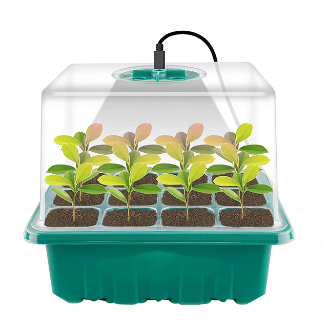 Boîte de plateau de pépinière à couvercle supérieur de 6/12 cellules, avec lumière de croissance, Pot de plantation de Germination de semis, Promotion de croissance LED à spectre complet 6