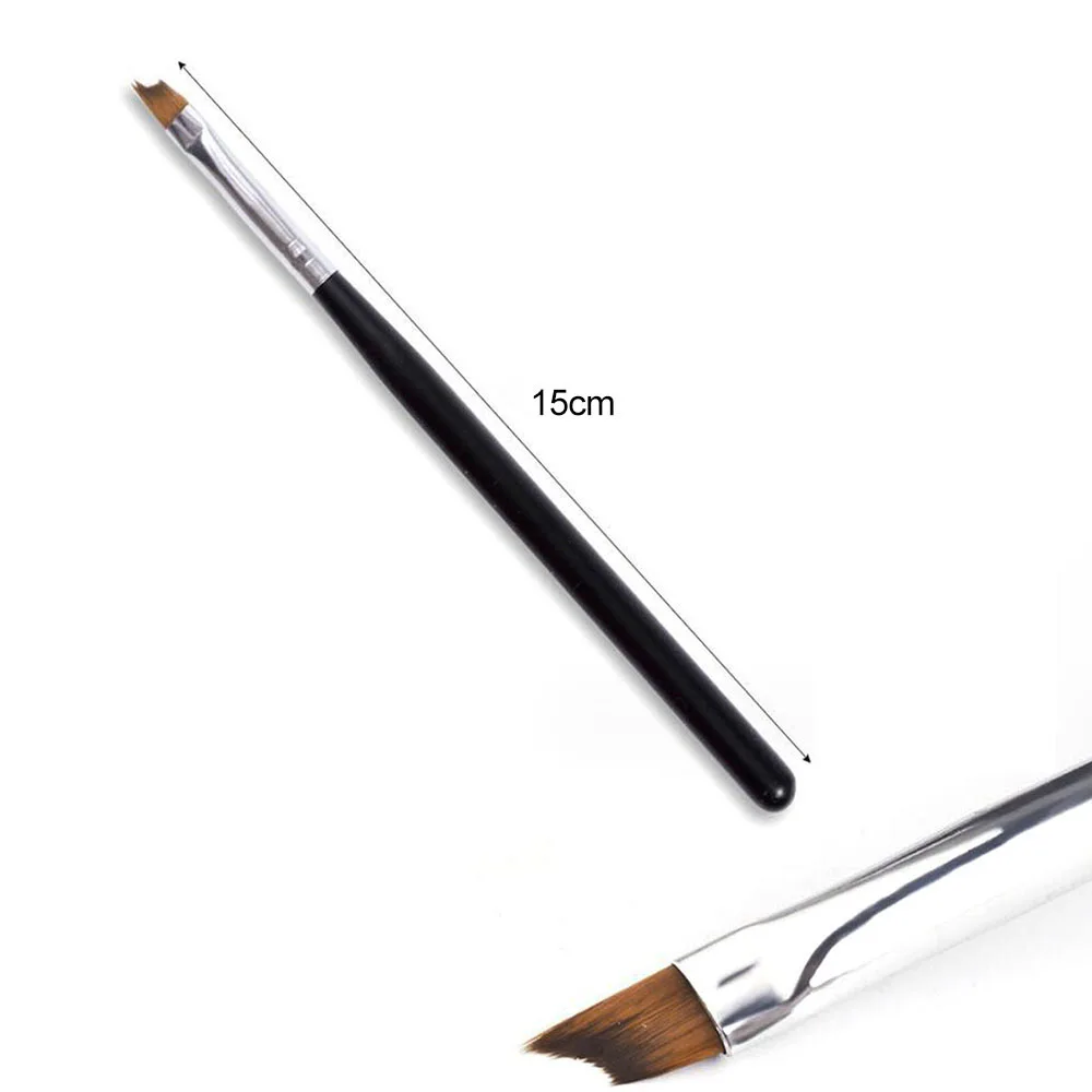 French Tip Nail Brush Half Moon Shape UV Gel Nail Acrylic Painting Drawing Pen Smile Line Silver Black Handle Manicure DIY Tools 5