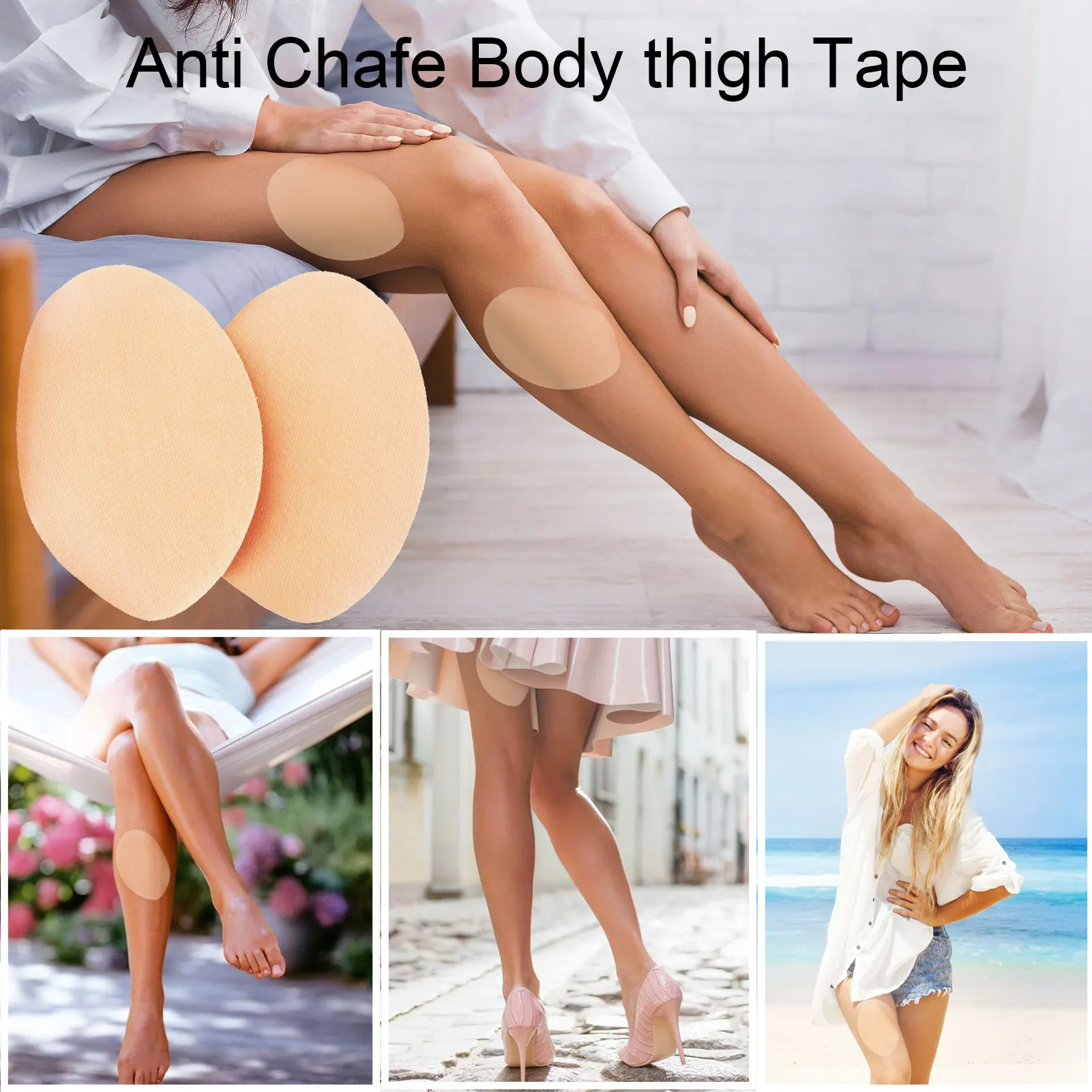 Chafe Protection Skin Tape,Thigh Inner Anti Chafing Pads,Clear Invisible  Body Friction Tape Patches (Transparent-12pcs)